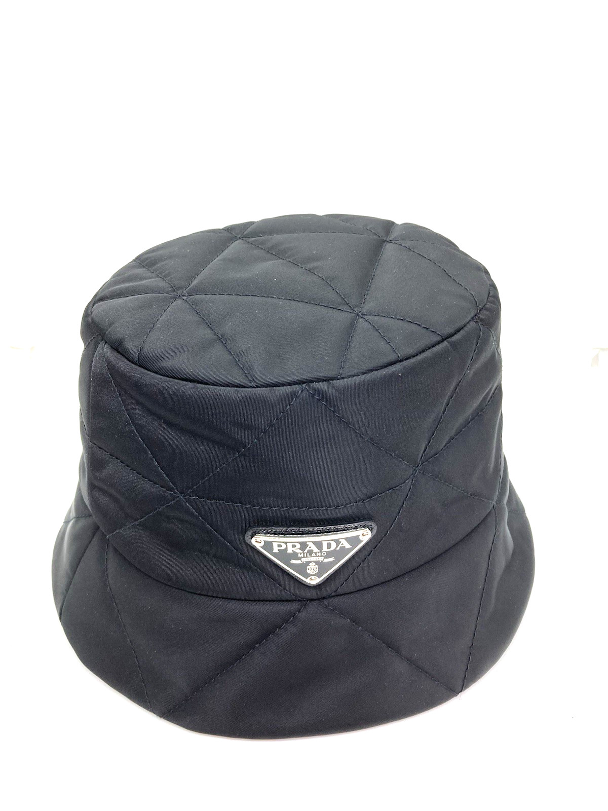 Used Prada Recycled Polyamide Bucket Hat  Unisex Triangle Logo Placket 28942