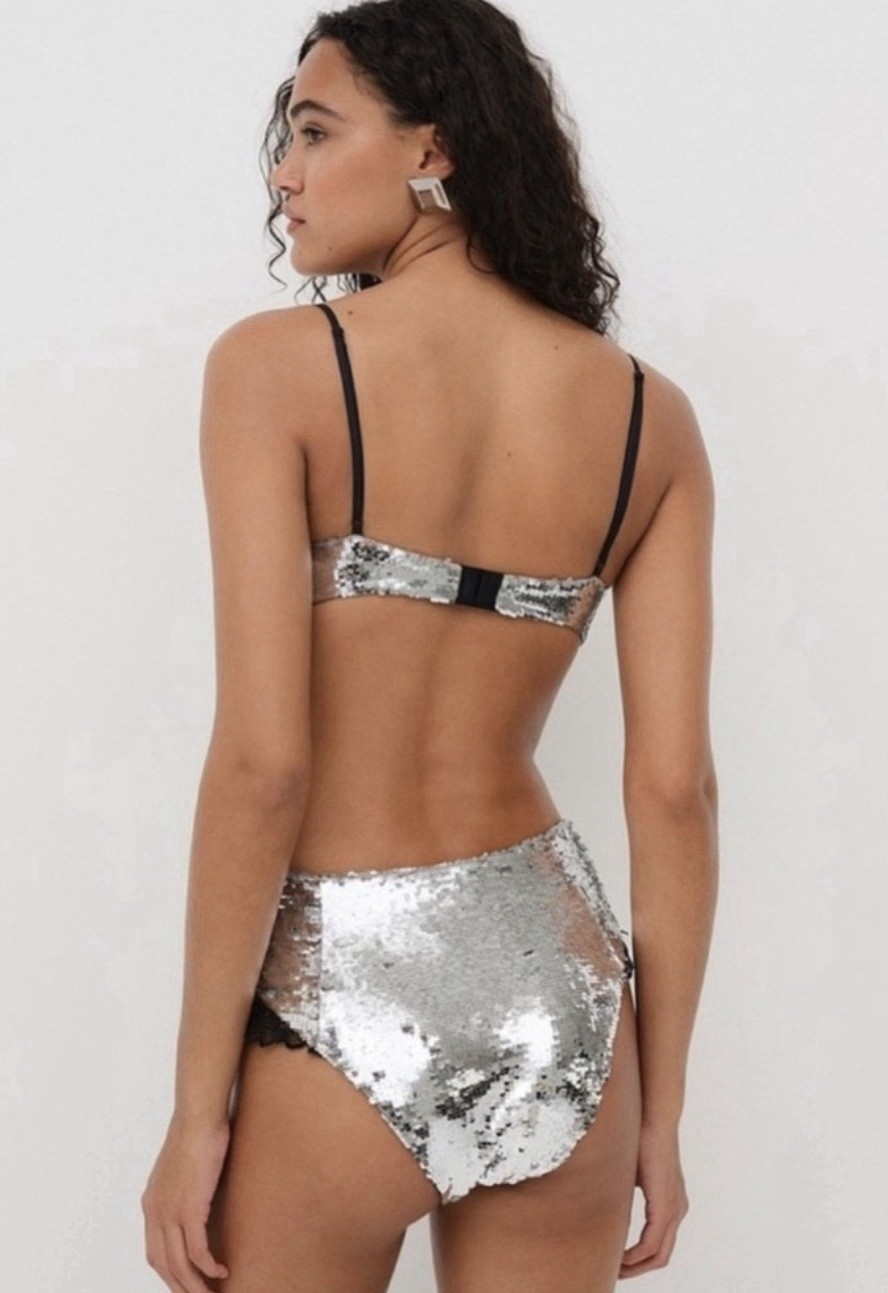 NWT For Love & Lemons Maia Underwire Bra Black & Sequin Size 34 B image 5
