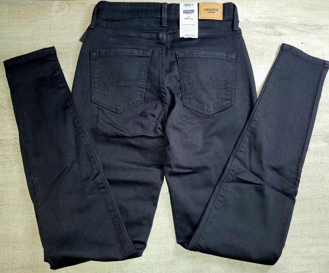 Levi's Denizen Women's Black High Rise Skinny Jeans Size 2L W26 x L32 NWT BLACK