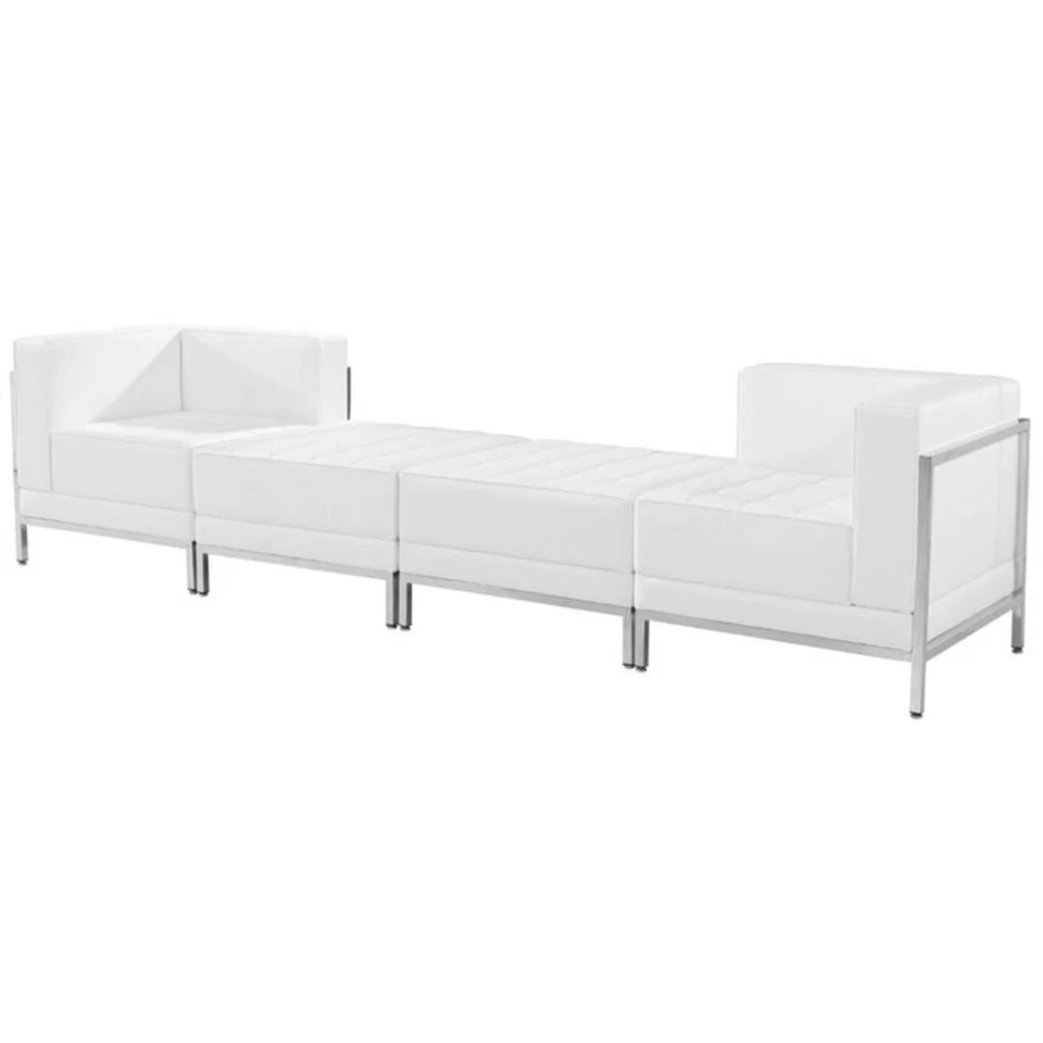 Flash Furniture 4 Piece Leather Reception Sofa Set in White - Image 2 of 2