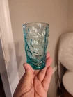 Set of 3 Vintage 5 oz Anchor Hocking Lido Milano Aqua Blue Teal Juice Glasses