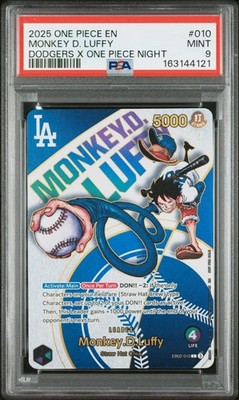2025 ONE PIECE PROMOS DODGERS X ONE PIECE NIGHT  #010 MONKEY D. LUFFY PSA 9