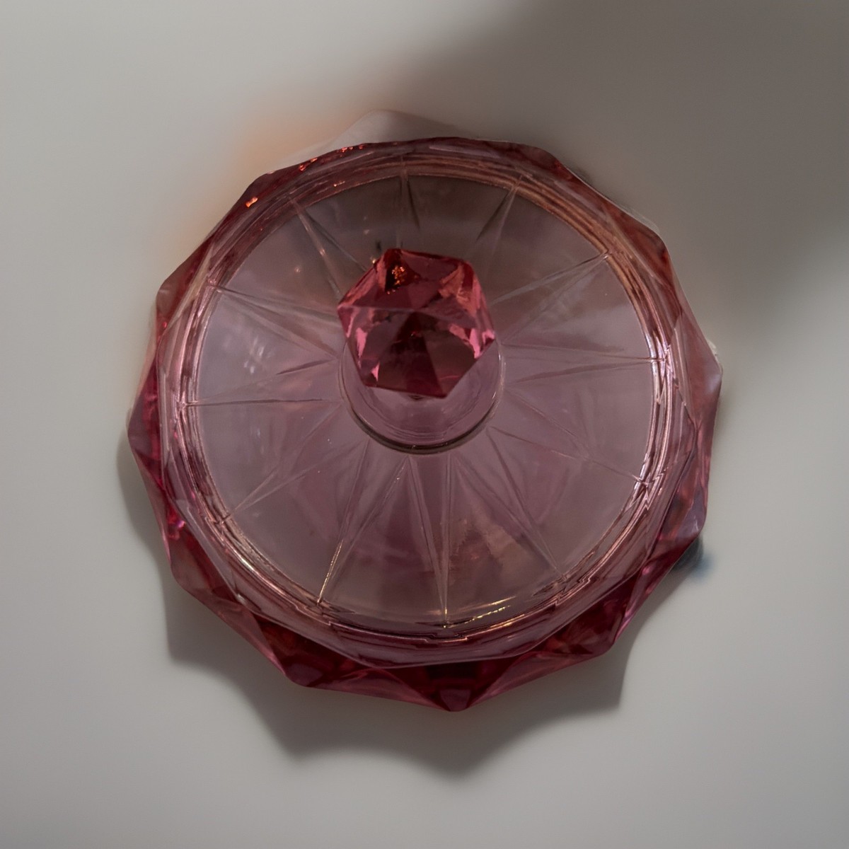 Vintage 1960S Viking Glass HTF Thistle Pink ~ Art Deco Diamond