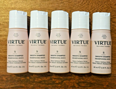Virtue Smooth Shampoo 2oz x5 Lot Alpha Keratin Frizz Control Coarse Hair Repair!