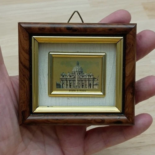 Vintage Roma S. Pietro St. Peters Basilica Miniature Framed Art Rome Italy - product listing photo