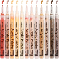NAWOD Skin Tones Art Markers, Acrylic Paint Pens Set of 12 Skin Colors Paint 