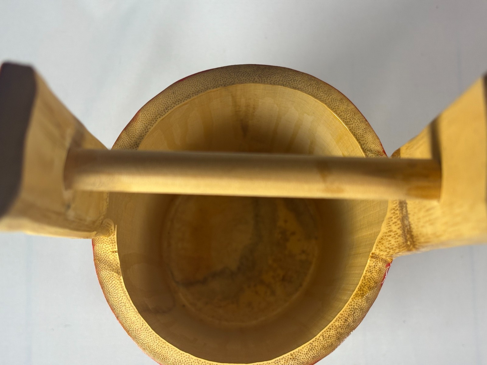 Japanese Bamboo Daruma Bucket Vase 14.6"x5.9"x5.3" Decorative Japan k176