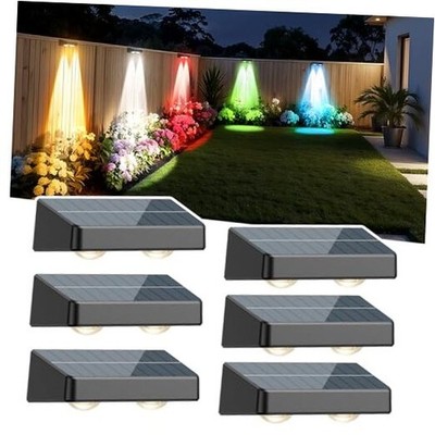 Solar Fence Lights, Fence Lights Solar Powered Warm/Cool White and RGB 6Pack