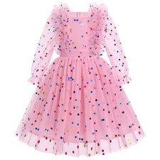 Girls Confetti Birthday Dresses Sequin Tulle Tutu Princess Pageant Tea Party ...