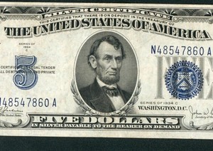 $5 1934 ((VF+)) Silver Certificate Note ** PAPER CURRENCY AUCTIONS
