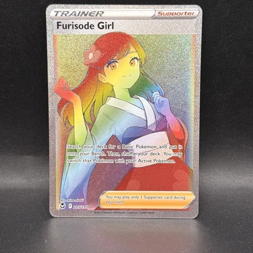 Pokémon Furisode Girl Trainer 205/195 Silver Tempest Secret Rare Holo
