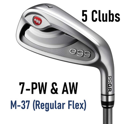 PRGR Mens NEW egg #7, 8, 9, P, A Iron Set M-37 R-Flex Graphite Shaft 5 Clubs Set