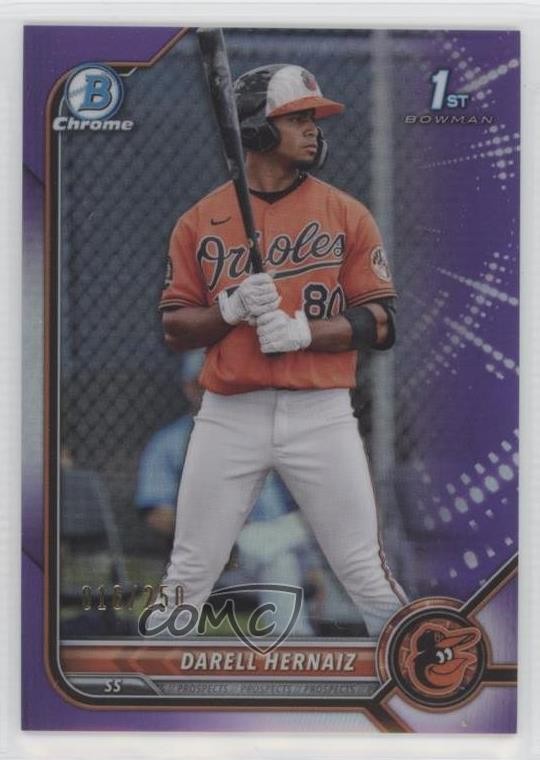 2022 Bowman Chrome Prospects Purple Refractor 16/250 Darell Hernaiz #BCP-27 p7m