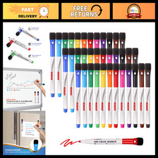 36 Bulk Magnetic Dry Erase Markers - Fine Tip, Low Odor, Eraser Cap, 12 Colors f