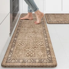 KIMODE Anti Fatigue Kitchen Mat, Boho Distressed Kitchen Rugs Sets of 2, Non ...