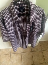 James Pringle New Burgundy/white Check XL Short Sleeve Shirt