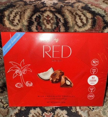 Red Delight European Milk Chocolate Truffles Coconu Filling Non GMO, Gluten Free