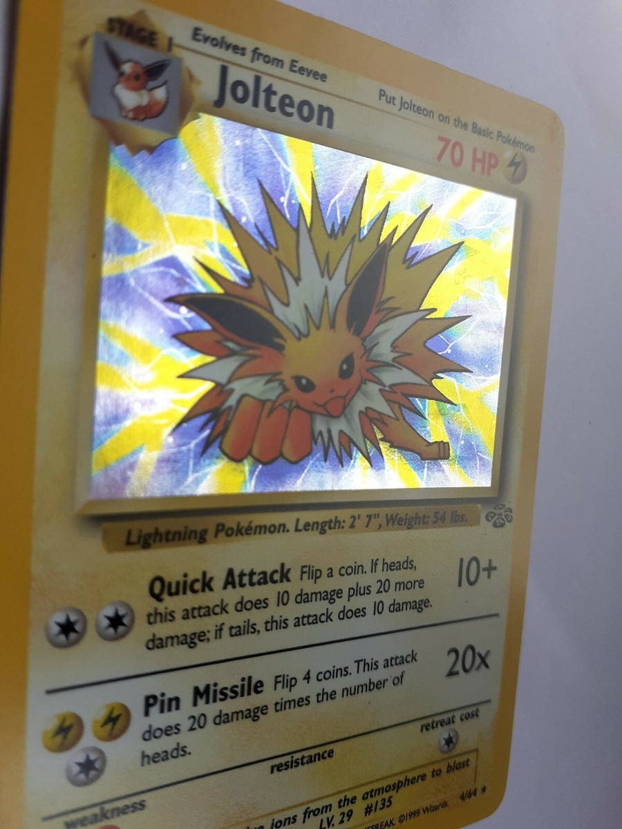 Pokemon 1998 Basic 70HP Shiny foil Jolteon 1st base holo card 4/64