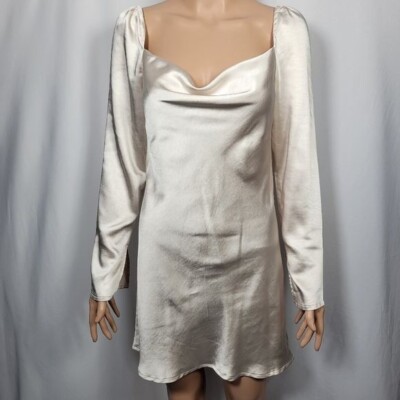 Princess Polly Women's Satin Texture Cowl Neck Champagne Colored Dress, Size 6 | eBay Princess Polly Women's Satin Texture Cowl Neck Champagne Colored Dress, Size 6 | eBay