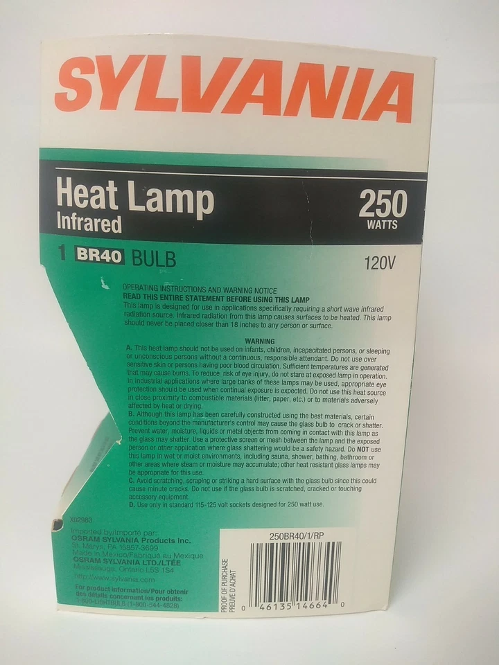 Sylvania 14664 Reflector Heat Lamp, 250 Watts Chicken Coop Shack House - Image 3 of 3