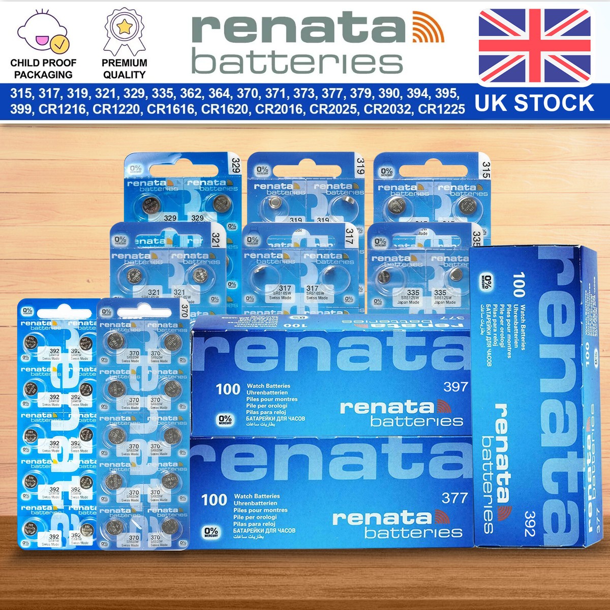 Renata Watch Batteries Swiss Made 371 379 377 399 CR2016 CR2025 CR2032  Battery