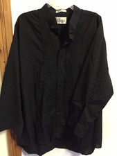 Classic Xxl Black Shirt Men  s 32 33 Button Up Collared Long Sleeve Chest Lined