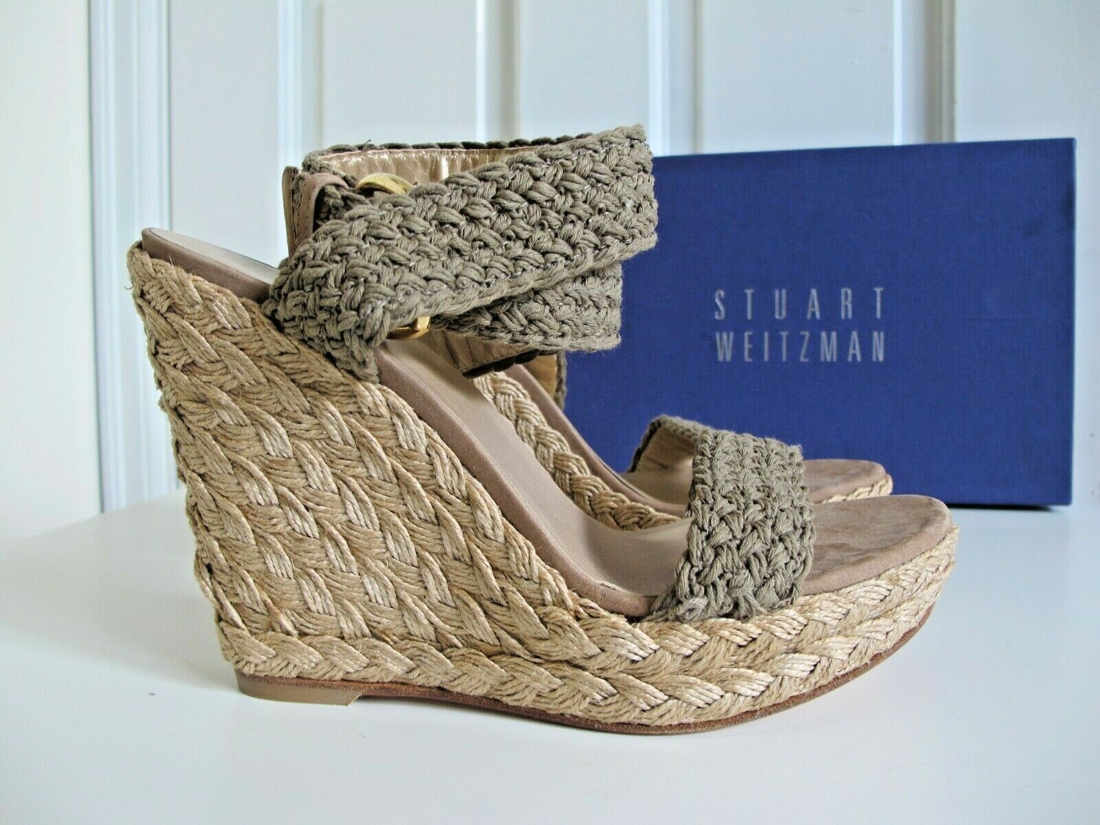 stuart weitzman alex crocheted wedge espadrilles