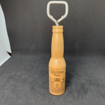 CORONA Beer Corona Extra, Vintage Wooden Handle Bottle Opener Bar Tool 7.5  Tall