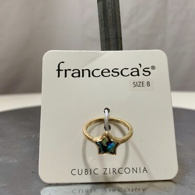 Francesca's Womens NWT Cubic Zirconia Star Gold Ring Size 6, 7, or 8