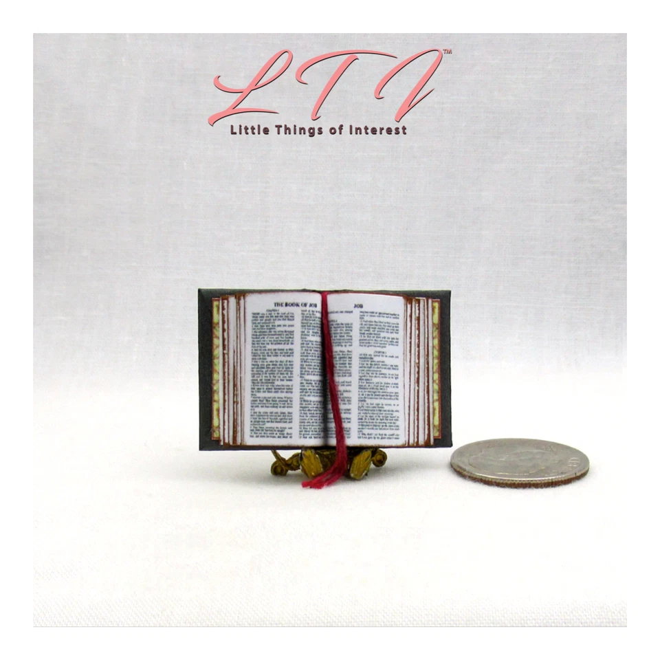 BIBLIA *LIBRO ABIERTO* Casa de Muñecas Libro Miniatura Escala 1:12 Libro Religión Foto 2 de 4