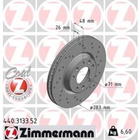 Zimmermann 2X Bremsscheibe Vorne Ø283 Mm Beschichtet FüR Peugeot 308 SW II