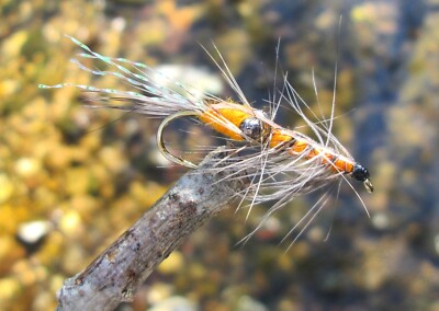 Gilchrist Fliegen. 3 x HOLO-BACKED TANGLÄUFER.  Hakengröße 6. Meerforellen.