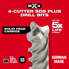 Milwaukee MX4 4-Cutter SDS Plus Concrete Hammer Drill Bits ALL SIZES