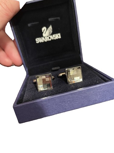 Swarovski Adventure Hematite Cufflinks Natural Stone Clear Crystal