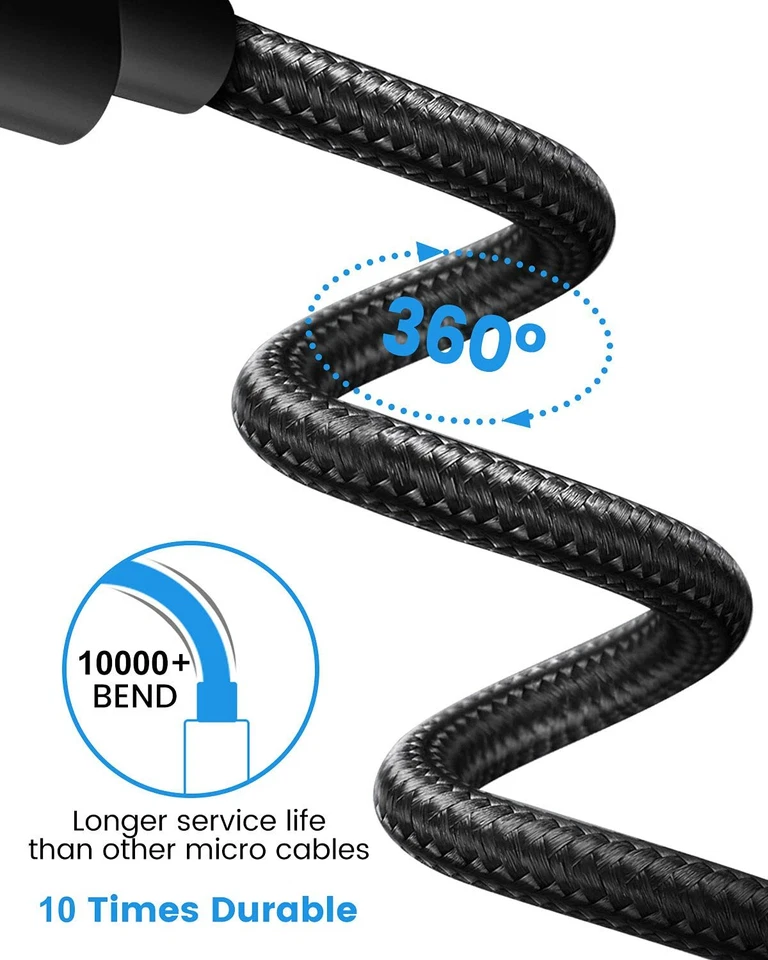 3/6/10FT Micro USB Fast Charging Cable Cord For Samsung LG Android Phone Charger - Image 4 of 4