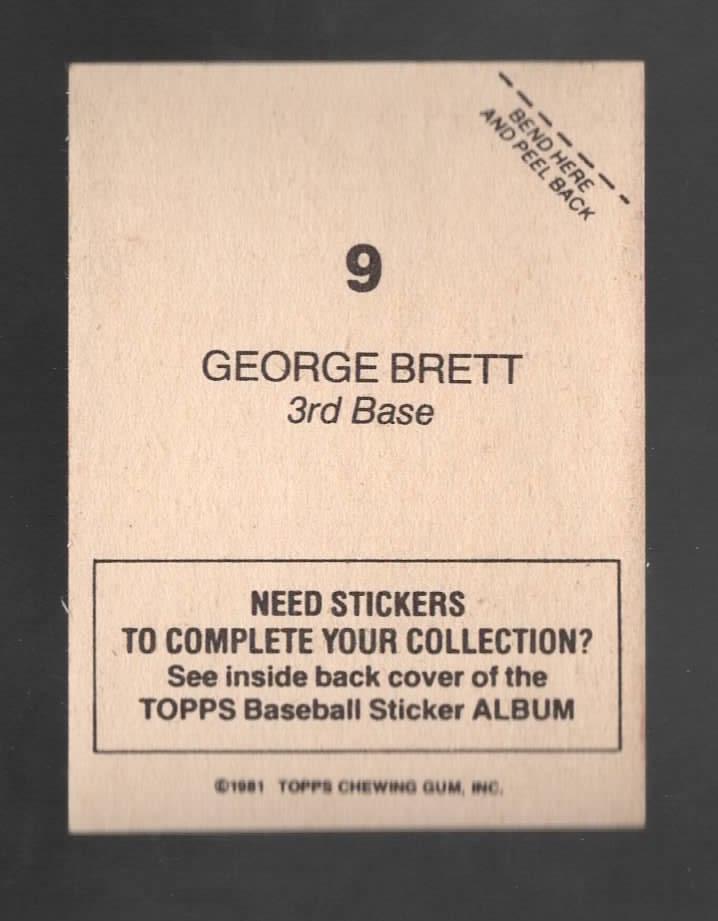 1981 Topps Stickers George Brett Kansas City Royals #9 Excellent | eBay