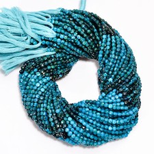 Chrysocolla Gemstone Coin Shape Micro Faceted Beads 4X4X2 mm Strand 12.5" EB-693