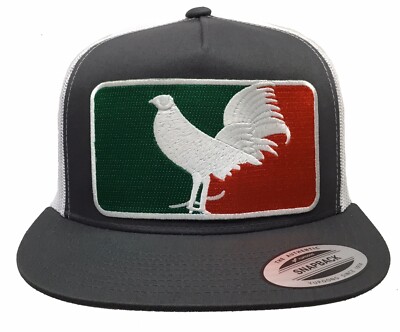El Gallo Blanco Hat Dark Grey White Mesh Logo Federal Mexico El Chapo Guzman