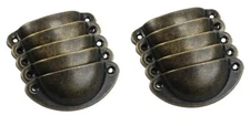 10x Mini Cabinet Pull Handles Small Cupboard Closet Shell Knobs Antique Vintage