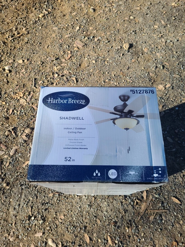 Harbor Breeze Shadwell 52" 5-Blade Indoor/Outdoor Matte Black Ceiling Fan LED    - Image 2 of 4