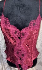 Vintage Victoria  s Secret Gold Label Hot Pink Satin Cami Tank Top Lingerie S