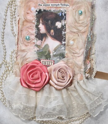 Fantasy Water NYMPH Tethys-GODDESS CERCE Lace junk journal handmade Mixed Media