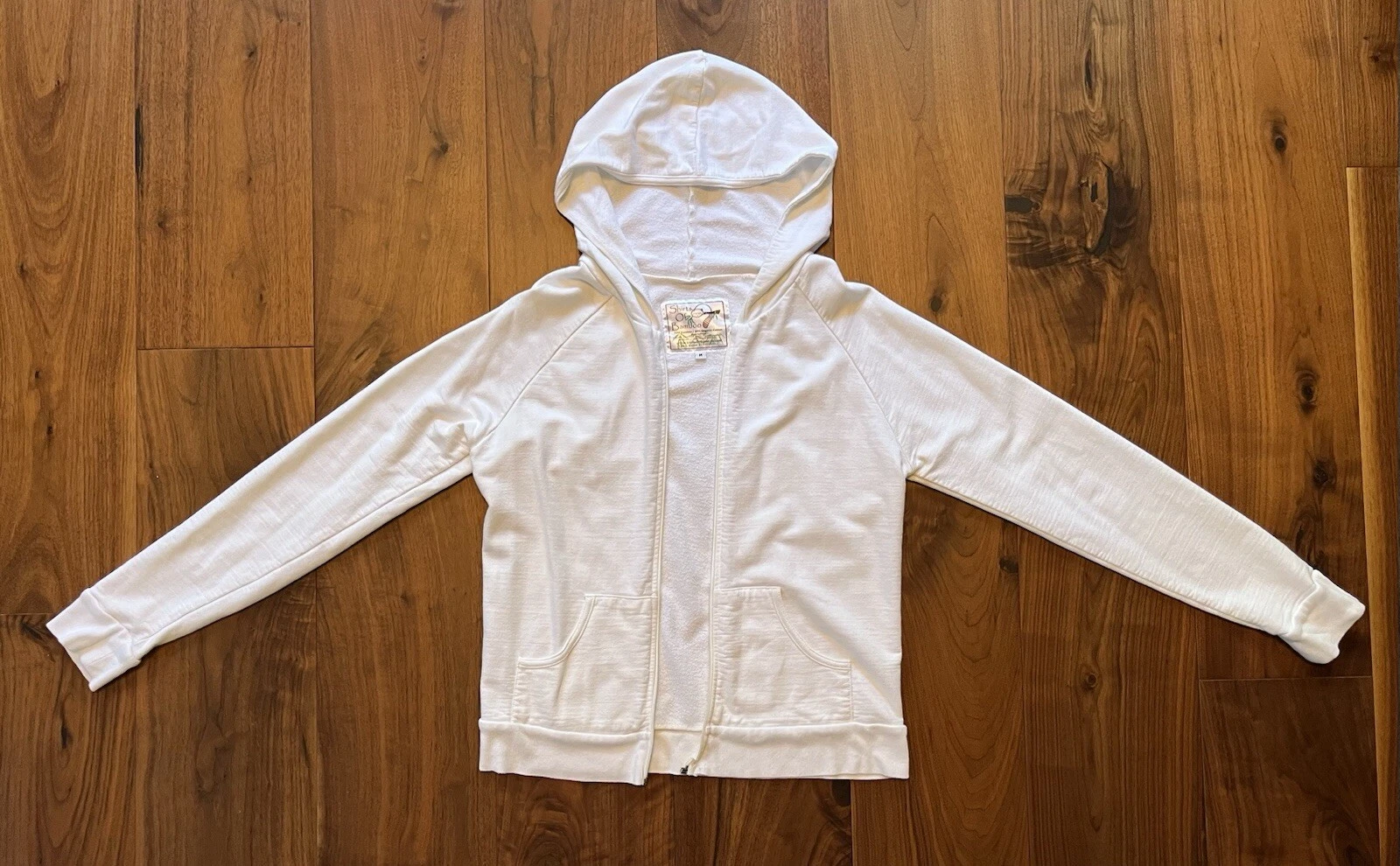 OFF WHITE Camicie Di Bambù 70 30% Cotone Bambù Taglia Med Avorio Donna Felpa con Cappuccio Zip Rotta