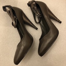 Faith Shoes UK 4 Ankle T ankle Strap Leather bronze Snakeskin Textured Cone Heel