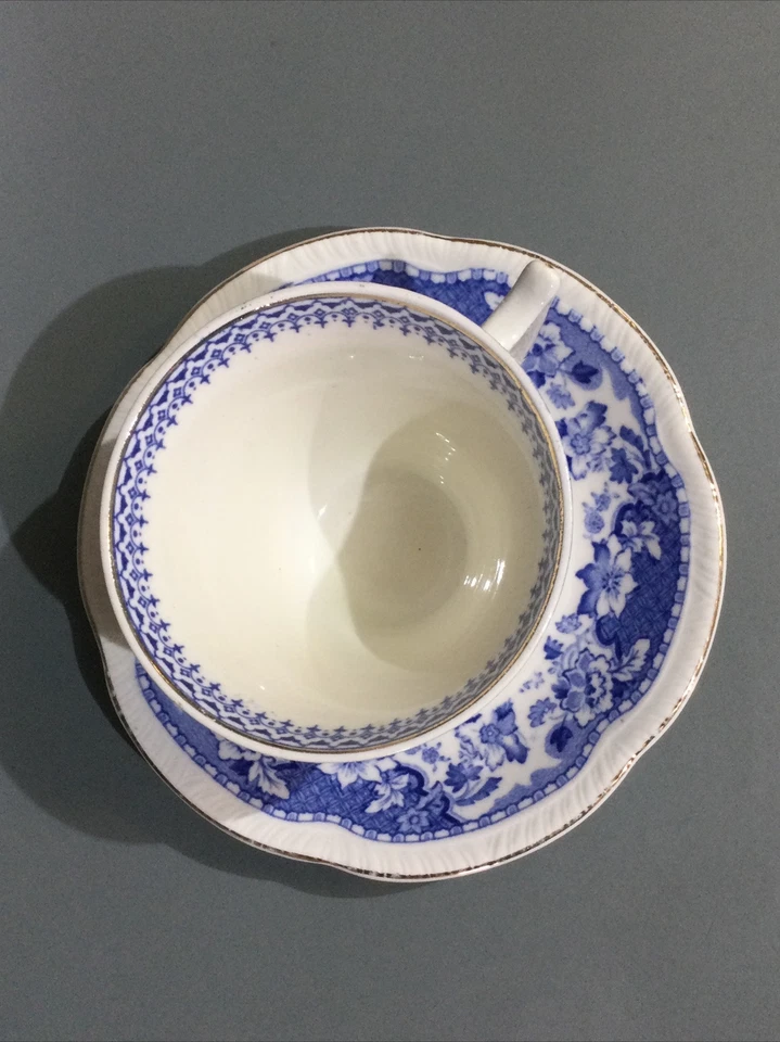 Vintage Blue & White China Woods Ware “ Seaforth “ Tea Cup, Saucer & Plate Trio - Image 2 of 4