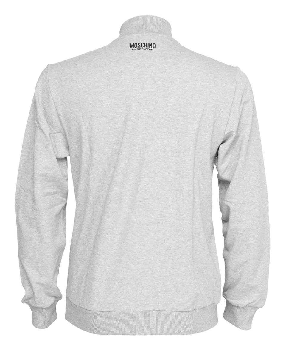 【送料&関税込】Moschino Sweatshirt With Zip NWT MOSCHINO underwear SWEATSHIRT grey 1/2 zip luxury logos