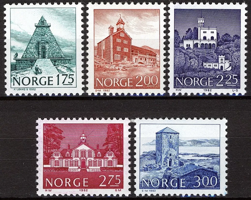 34 Norway 1982, NK 903-07, MNH, Buildings IV, MI 855-59, SC #718-22.