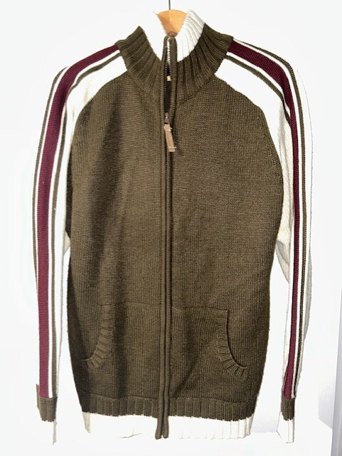Basic Concepts Mens’s Brown White Red Full Zip Mo… - image 1