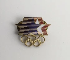1984 Los Angeles Summer Olympics Stars In Motion Olympic Rings Pin Souvenir VTG