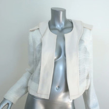 Chloe Open-Front Jacket Cream Embellished Cot...